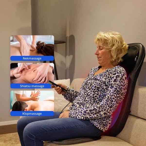 Blue Lion Lifestyle Rug en nek massagekussen met verschillende massagetechnieken